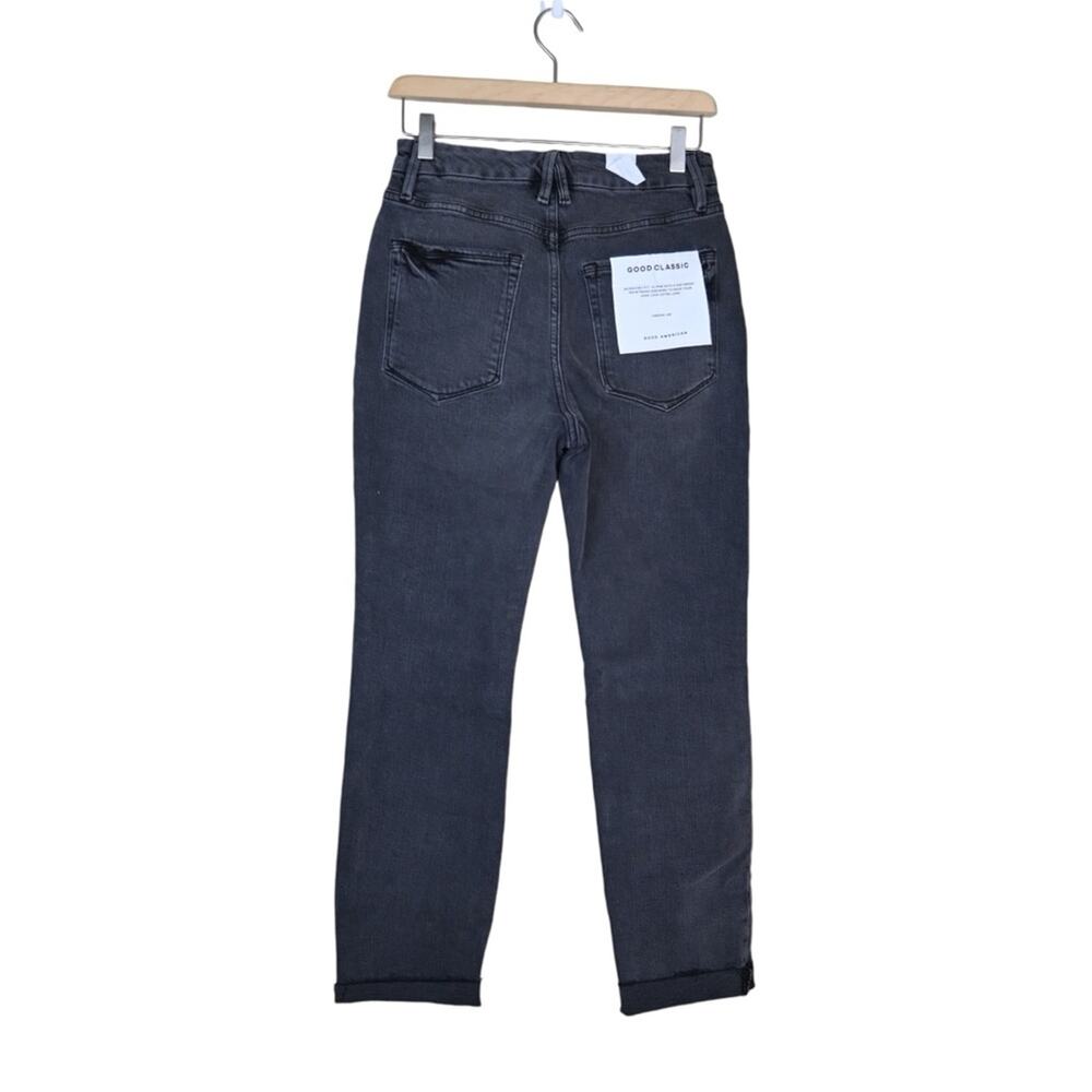 Good American Womens 6/28 Good Classic Raw Hem Slim Jeans in Faded Black NEW - Picture 3 of 13